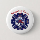 Blue Firefighter Badge Logo Persoonlijk Ronde Button 5,7 Cm (Voorkant)