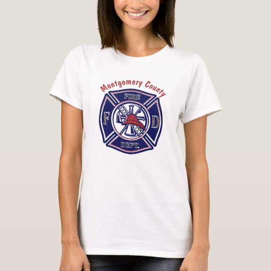 Blue Firefighter Badge Logo Persoonlijk T-shirt (Voorkant)