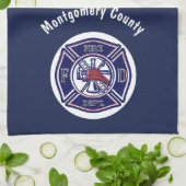 Blue Firefighter Badge Logo Persoonlijk Theedoek (Gevouwen)