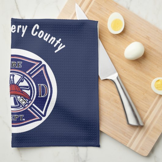 Blue Firefighter Badge Logo Persoonlijk Theedoek (Quarter Fold)