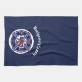 Blue Firefighter Badge Logo Persoonlijk Theedoek (Horizontaal)