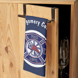 Blue Firefighter Badge Logo Persoonlijk Theedoek