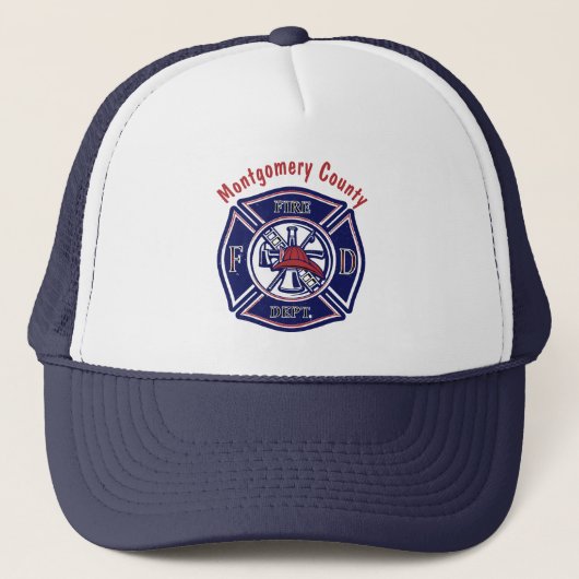 Blue Firefighter Badge Logo Persoonlijk Trucker Pet (Voorkant)