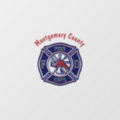 Blue Firefighter Badge Logo Raamsticker (Vel)
