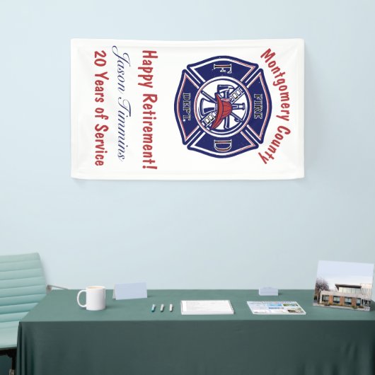 Blue Firefighter Badge Logo Retirement Party Spandoek (Beurs)