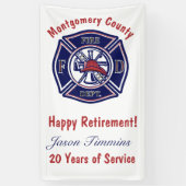 Blue Firefighter Badge Logo Retirement Party Spandoek (Verticaal)