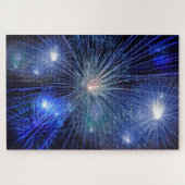 Blue fireworks at night jigsaw puzzel (Horizontaal)