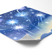 Blue Fireworks | Firework Celebration Watercolor Poster (Hoek)