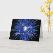 Blue Fireworks Juli 4th Custom Wenskaart Kaart (Gele Bloem)