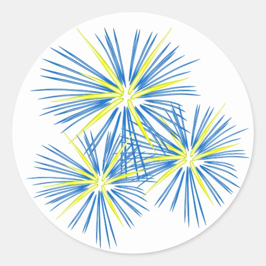 Blue Fireworks-Sticker Ronde Sticker (Voorkant)