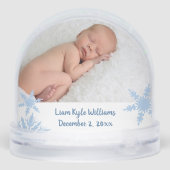 Blue First Christmas Double Photo Sneeuwbol (Achterkant)