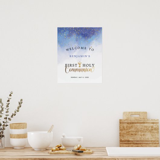 Blue First Heilige Communauteit Welkom Poster (Keuken)