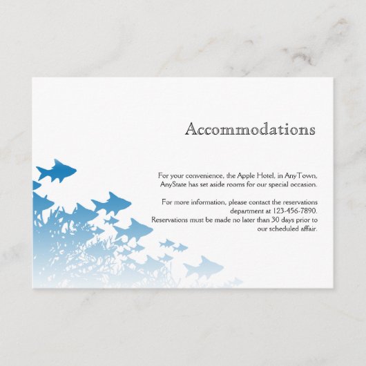 Blue Fish and Coral Wedding Insert Informatiekaartje (Voorkant)