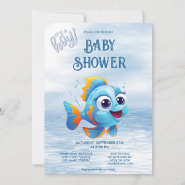 Blue Fish Baby shower Invitation Kaart