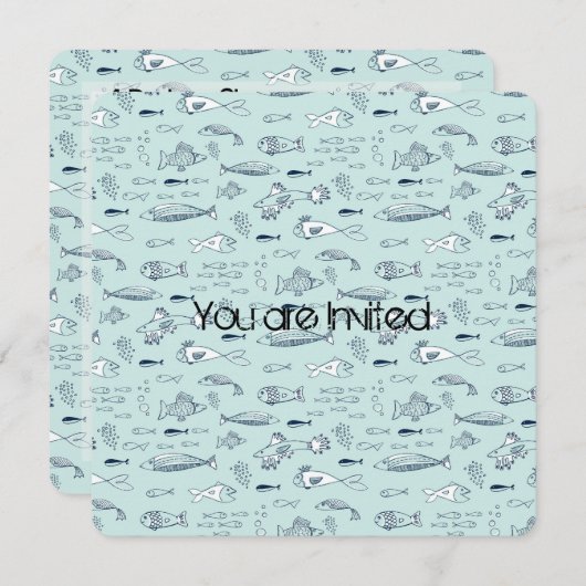 Blue Fish-Baby shower Kaart (Voorkant / Achterkant)