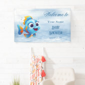 Blue Fish Baby shower Welkom Spandoek (Insitu)