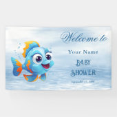Blue Fish Baby shower Welkom Spandoek (Horizontaal)
