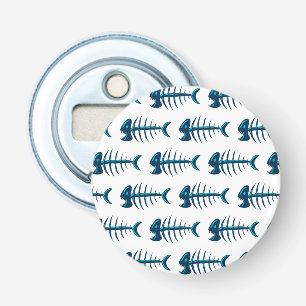 Blue Fish Botten Pattern Button Flesopener