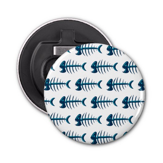 Blue Fish Botten Pattern Button Flesopener (Voorkant)