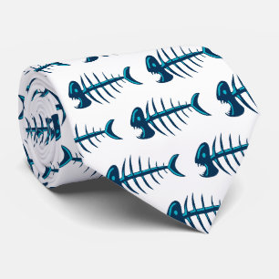 Blue Fish Botten Pattern Stropdas