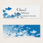 Blue Fish Coral Wedding Drink Tickets Mini Visitekaartjes (Voorkant /achterkant)