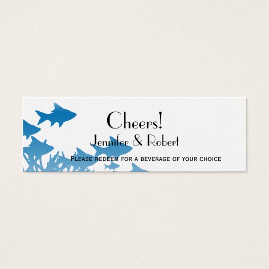 Blue Fish Coral Wedding Drink Tickets Mini Visitekaartjes (Voorkant)