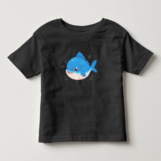 Blue Fish Drawing, Cartoon Style Kinder Shirts (Voorkant)