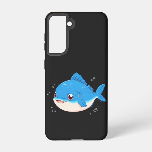 Blue Fish Drawing, Cartoon Style Samsung Galaxy Hoesje (Achterkant)