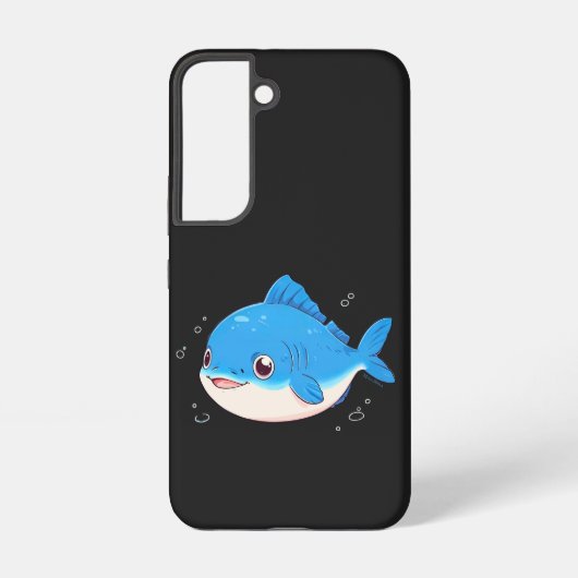 Blue Fish Drawing, Cartoon Style Samsung Galaxy Hoesje (Achterkant)