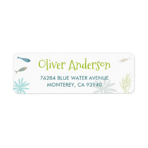 Blue Fish Fun Return Address Label 2