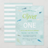 Blue Fish Kids Verjaardagsfeest Kaart (Voorkant / Achterkant)