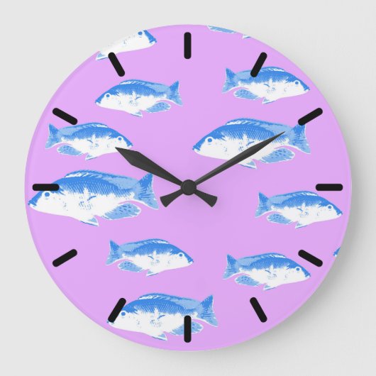 Blue fish on lilac grote klok (Voorkant)