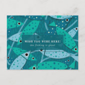 Blue Fish Pattern Gepersonaliseerd Briefkaart (Voorkant)