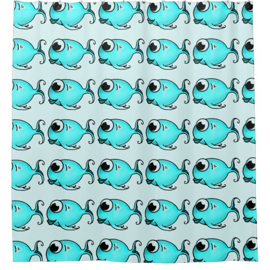 Blue Fish Shower Curtain Douchegordijn (Voorkant)