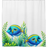 Blue Fish Shower Curtain Douchegordijn (Voorkant)