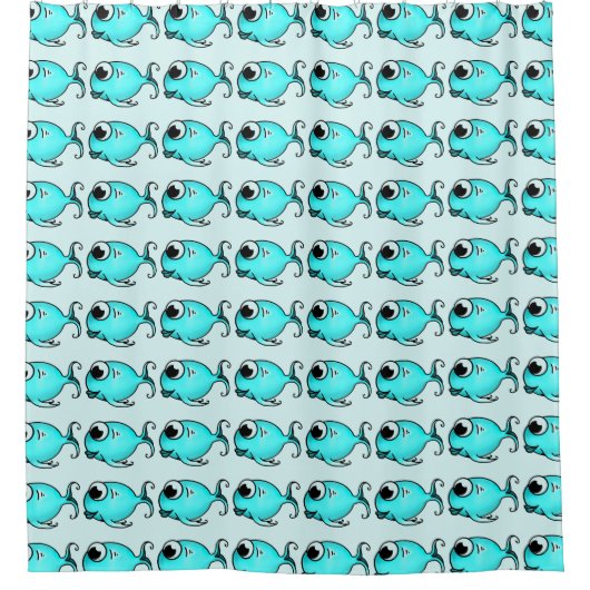 Blue Fish Shower Curtain Douchegordijn (Voorkant)