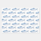 Blue Fish Waterverf Coastal Inpakpapier Vel (Voorkant 3)