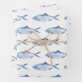 Blue Fish Waterverf Coastal Inpakpapier Vel (In situ)