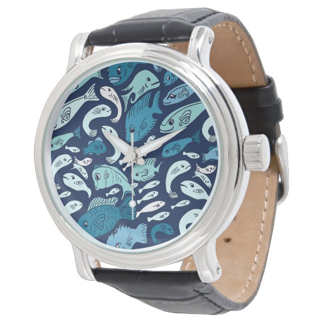 Blue Fish Wereldbol Watch Horloge (Gekanteld)
