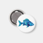 Blue Fish with Spiky Fins and Scales Magneet (Voorkant / Achterkant)
