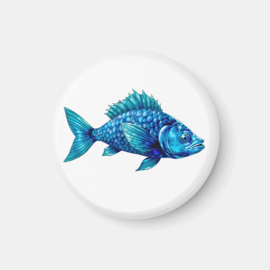 Blue Fish with Spiky Fins and Scales Magneet (Voorkant)