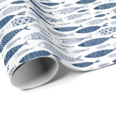 Blue fishes cadeaupapier (Rol Hoek)