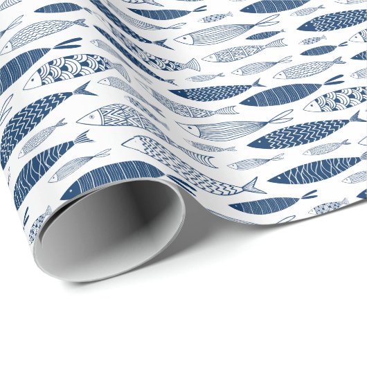 Blue fishes cadeaupapier (Rol Hoek)