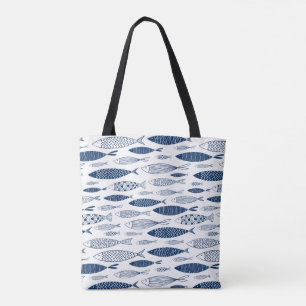Blue fishes tote bag