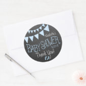 Blue Flag Bunting op Chalkboard Look Baby shower Ronde Sticker (Envelop)