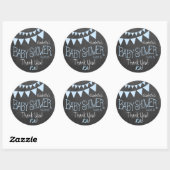 Blue Flag Bunting op Chalkboard Look Baby shower Ronde Sticker (Vel)
