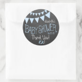 Blue Flag Bunting op Chalkboard Look Baby shower Ronde Sticker (Tas)