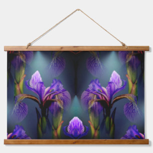 Blue Flag Iris Flower Art Abstract Hangend Wandkleed