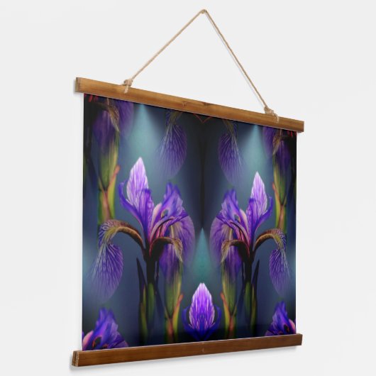 Blue Flag Iris Flower Art Abstract Hangend Wandkleed (Gebogen)