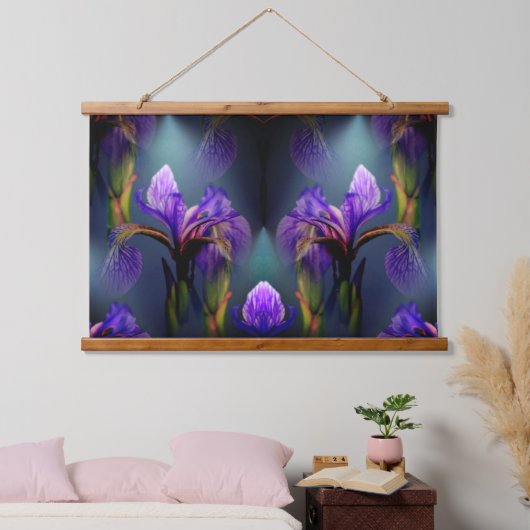 Blue Flag Iris Flower Art Abstract Hangend Wandkleed (Slaapkamer)